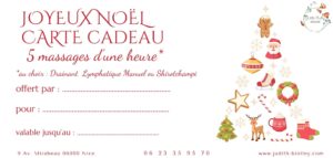 Carte cadeau de Noël 5 massages