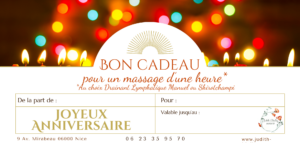 Carte cadeau d'anniversaire 1 massage