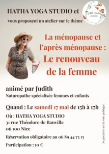 Atelier Ménaupose samedi 17 mai 15h00 à Nice avec Judith Biolley Naturopathe pour la Femme et l'enfant
